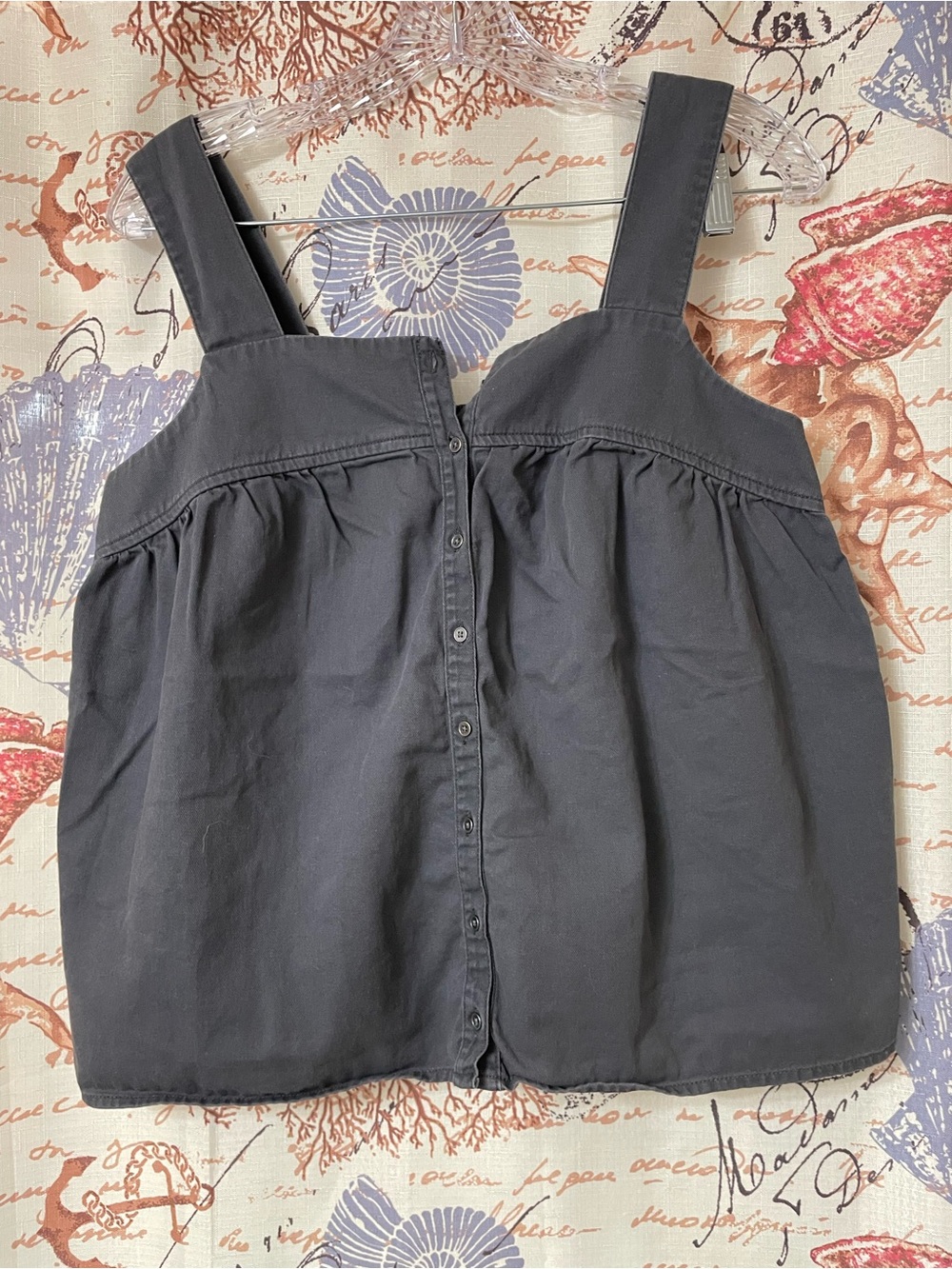 Gray Denim Button-Front Tank Top